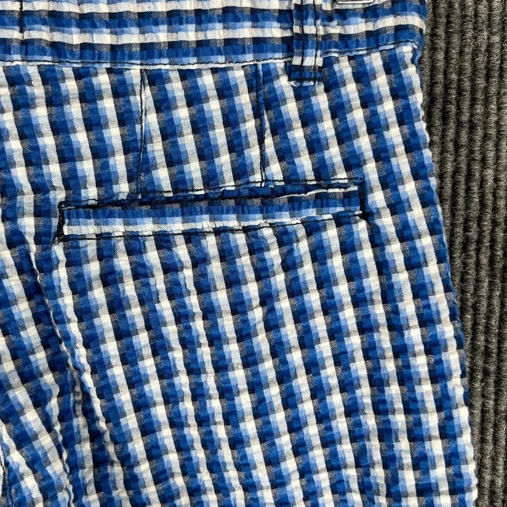 Tommy Hilfiger Shorts Youth Boys Size 16 Blue Check Seersucker Chino 100% Cotton